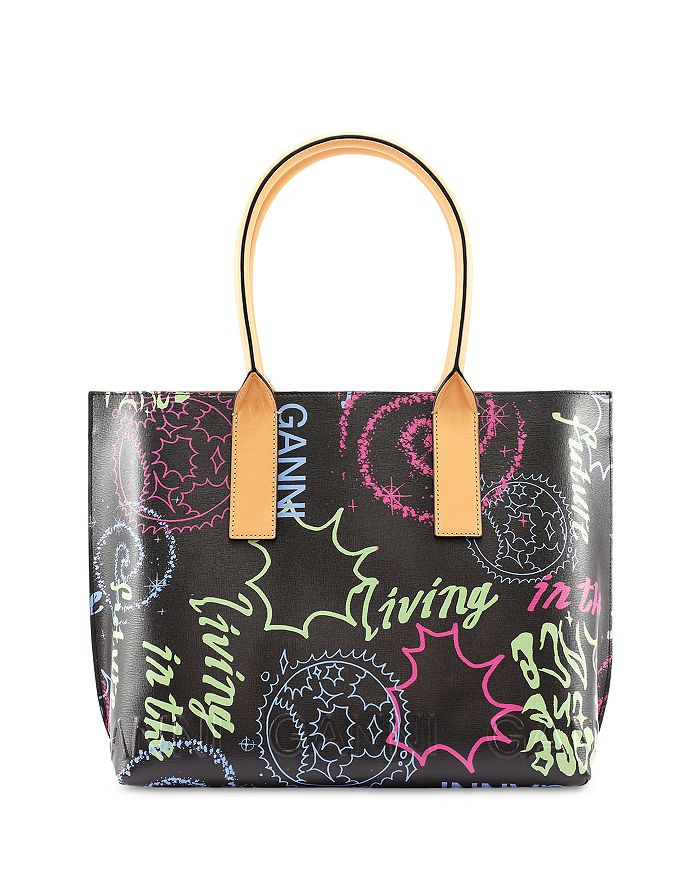 GANNI Printed Recycled Leather Tote Bloomingdale s