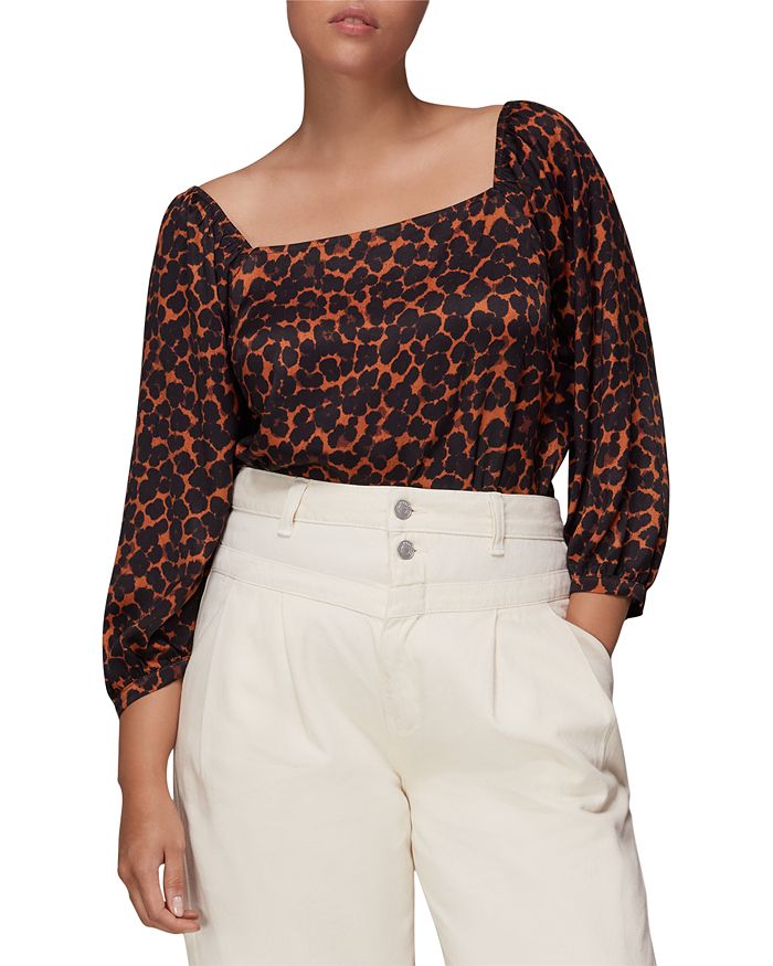 Whistles Animal Print Raglan Sleeve Blouse Bloomingdale's