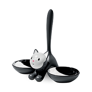 Alessi Tigrito Stainless-steel Cat Bowl 28cm In Black