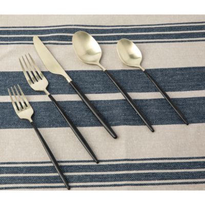 Gaze Black Champagne Satin 20 Piece Flatware Set 