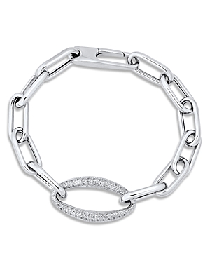 Alberto Amati Sterling Silver Diamond Oval Paperclip Link Bracelet