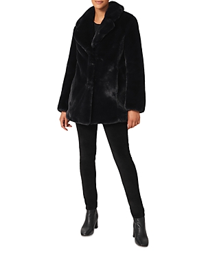 Hobbs London Briony Faux Fur Coat In Navy Blue