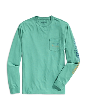 Vineyard Vines Cotton Burgee Whale Logo Graphic Long Sleeve Tee In Starboard Green