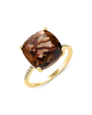 BLOOMINGDALE'S SMOKY QUARTZ & DIAMOND RING IN 14K YELLOW GOLD - 100% EXCLUSIVE