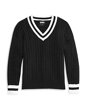 Katiejnyc Girls' Blair Cabled Sweater - Big Kid In Black/white
