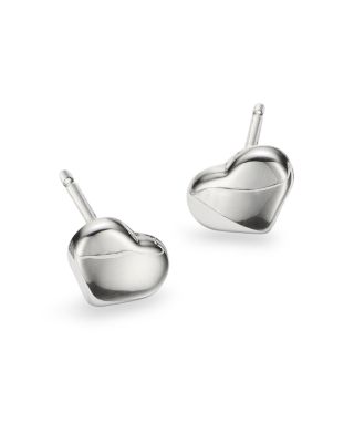 18K White Gold Small Heart Earrings