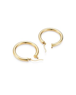 14K Yellow Gold Tube Hoop Earrings 
