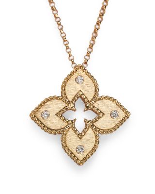 18K Yellow Gold Petite Venetian Princess Diamond Pendant Necklace, 17"