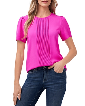 Cece Pleat Front Top In Magenta Glow