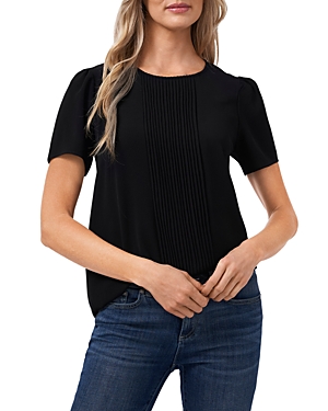 Cece Pleat Front Top In Rich Black