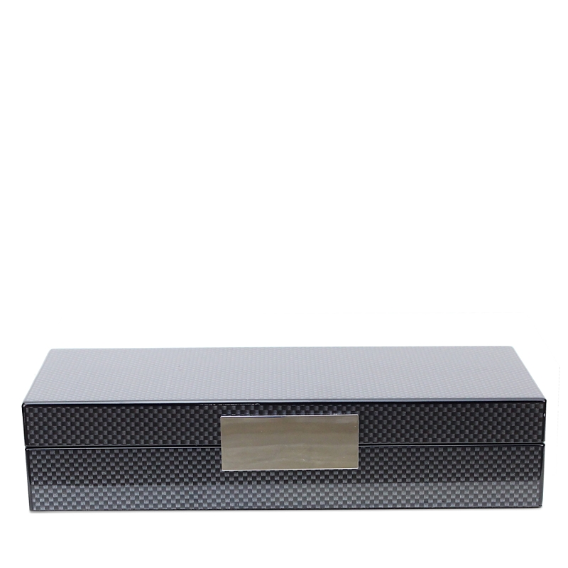 Addison Ross Carbon Fibre Lacquered Box With Silver In Gray