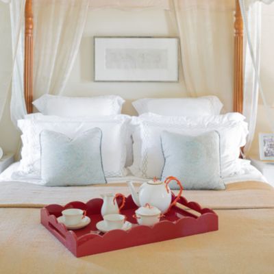 Large Lacquer Scalloped Ottoman Tray