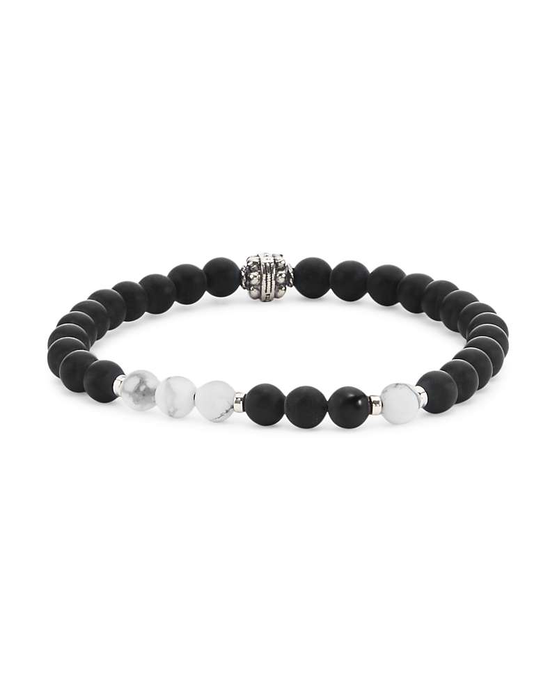 Jonas Studio Dakota Mixed Semi Precious Beaded Stretch Bracelet In Jet/white
