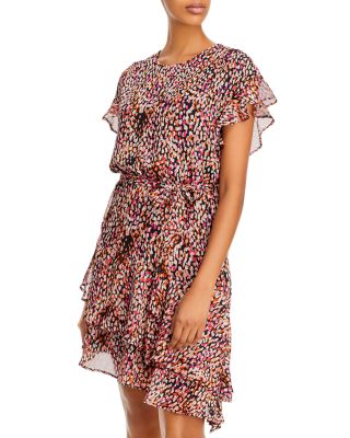 aqua asymmetric ruffle dress