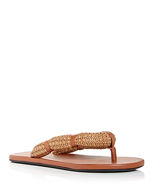 Staud Women's Raffia Sierra Thong Sandals In Tan