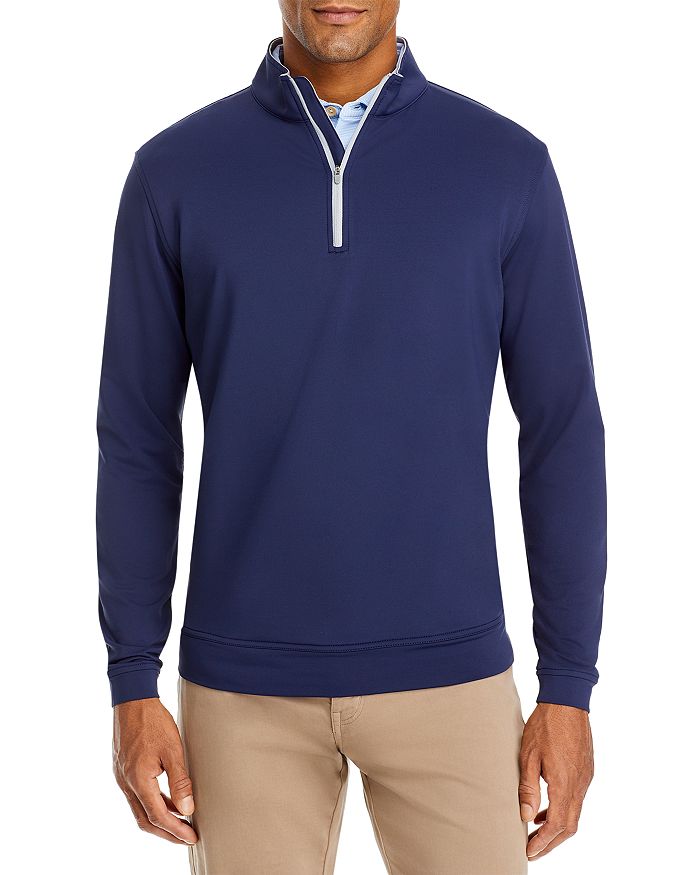 Peter Millar Crown Sport Blue Long Sleeve Golf Shirt Pullover 1/4 Zip Medium