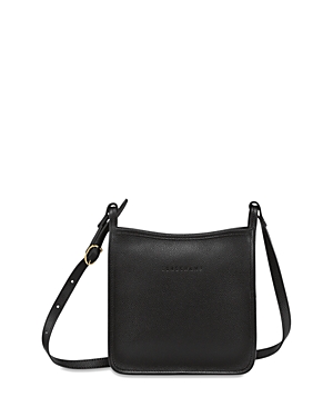 Longchamp Le Foulonne Small Zip Leather Crossbody In Black