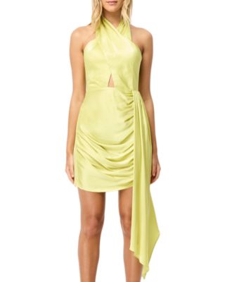 white halter neck cocktail dress