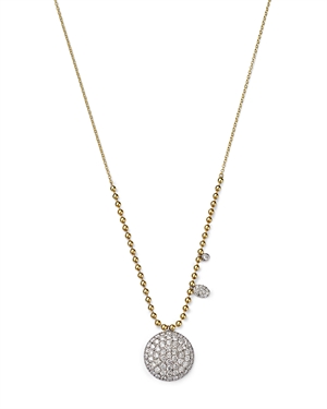 Meira T 14K White & Yellow Gold Diamond Pave Disc Bead Pendant Necklace, 18