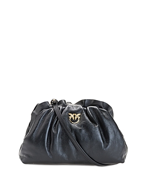 Pinko Mini Chain Leather Clutch In Nero