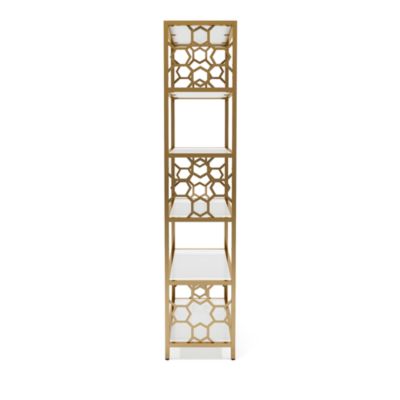 Ligga Steel 5-Shelf Bookcase with Geometric Openwork Accents