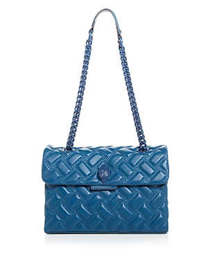 Kurt Geiger Kensington Drench Leather Shoulder Bag In Navy