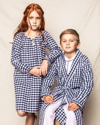 Unisex Brushed Gingham Robe - Little Kid, Big Kid