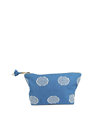 Mercado Global Cristina Small Cotton Cosmetic Bag In Ocean Blue
