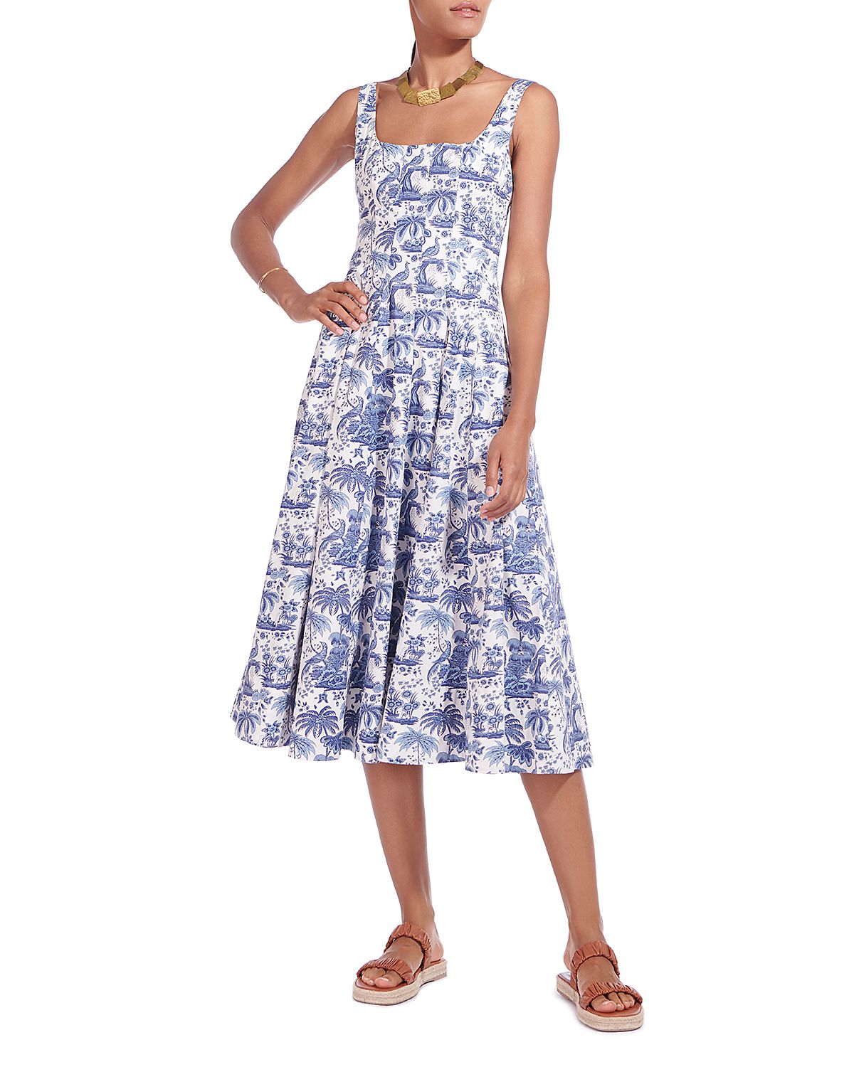 Staud Wells Fit-and-Flare Midi Dress