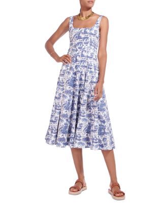 STAUD Wells Fit-and-Flare Midi Dress | Bloomingdale's Women