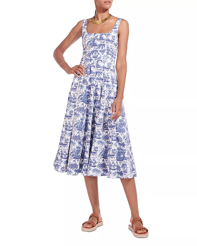 Staud Wells Fit-and-Flare Midi Dress