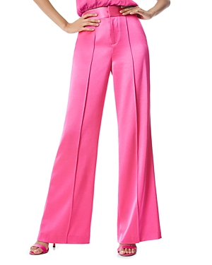 Alice And Olivia Dylan Crepe High-waist Wide-leg Pants In Wild Pink