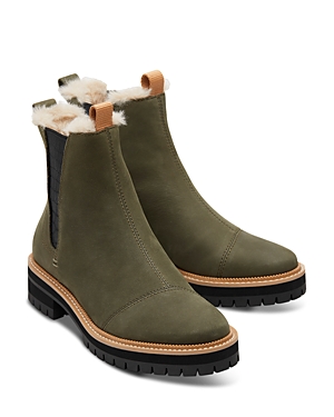 Toms Dakota Faux Fur Lined Chelsea Boot In Green