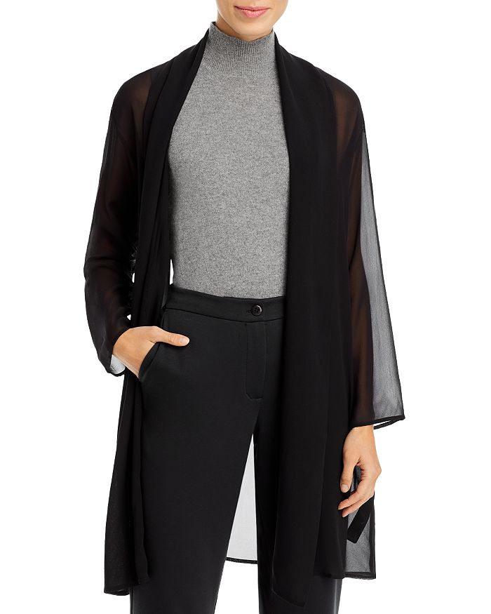 Eileen Fisher - High Collar Silk Georgette Crepe Jacket