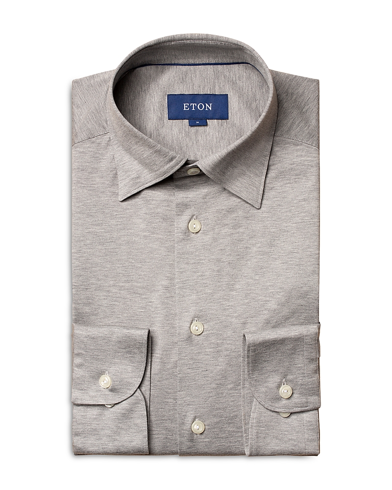 Eton Soft Casual Line Slim Fit Pique Knit Shirt In Gray