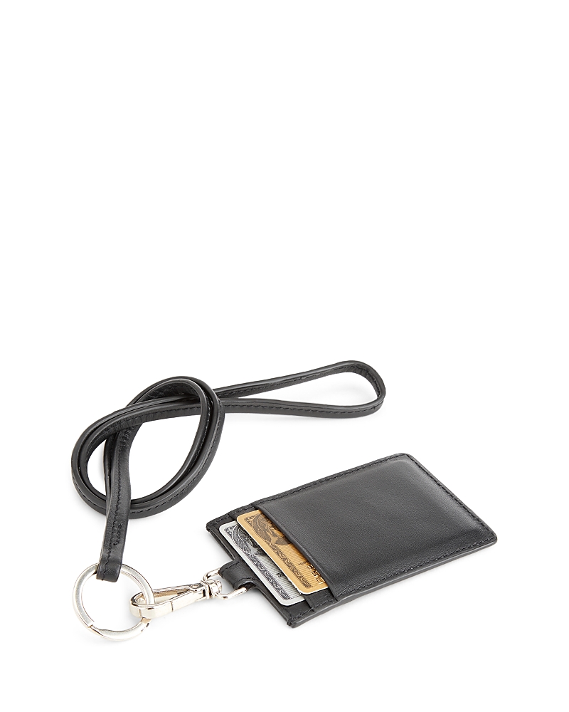 Royce New York Leather Lanyard Card Case In Black