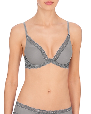 Natori Feathers Contour Plunge Bra In Stone/fog
