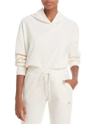 Alo Yoga Muse Rib-Knit Hooded Sweatshirt