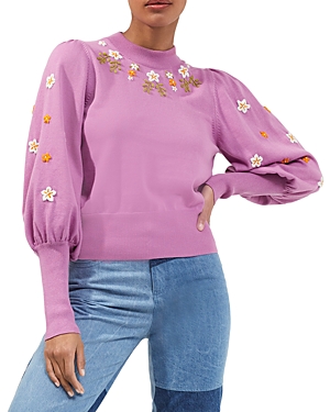 FRENCH CONNECTION KAITLYN EMBROIDERED FLOWER SWEATER