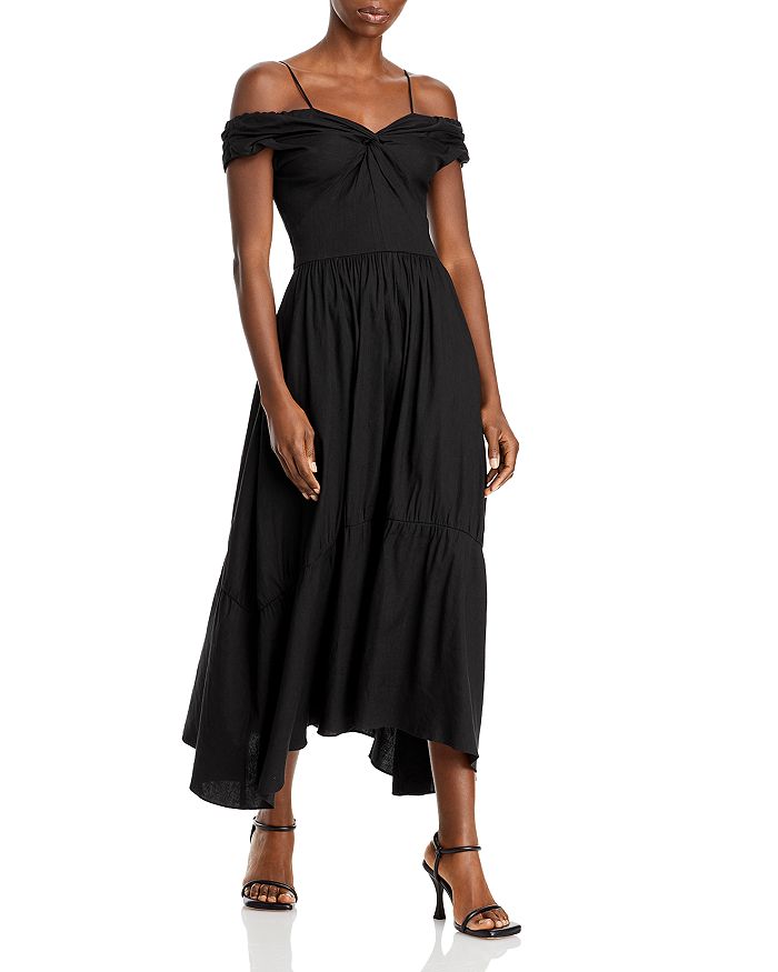 Vince Twist Off the Shoulder Midi Dress | Bloomingdale's