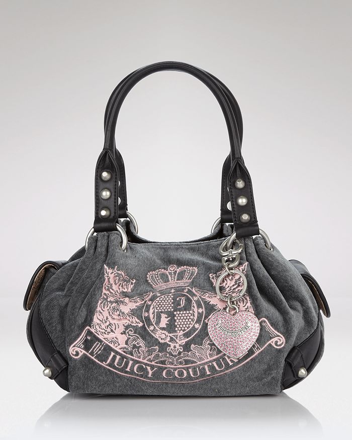 Juicy Couture Hot Pink and Black Backpack Purse Handbag. Drawstring