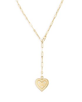 Roberto Coin - 18K Yellow Gold Venetian Princess Diamond Heart Lariat Necklace, 19"