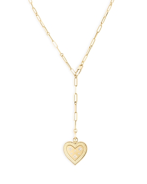 Shop Roberto Coin 18k Yellow Gold Venetian Princess Diamond Heart Lariat Necklace, 19