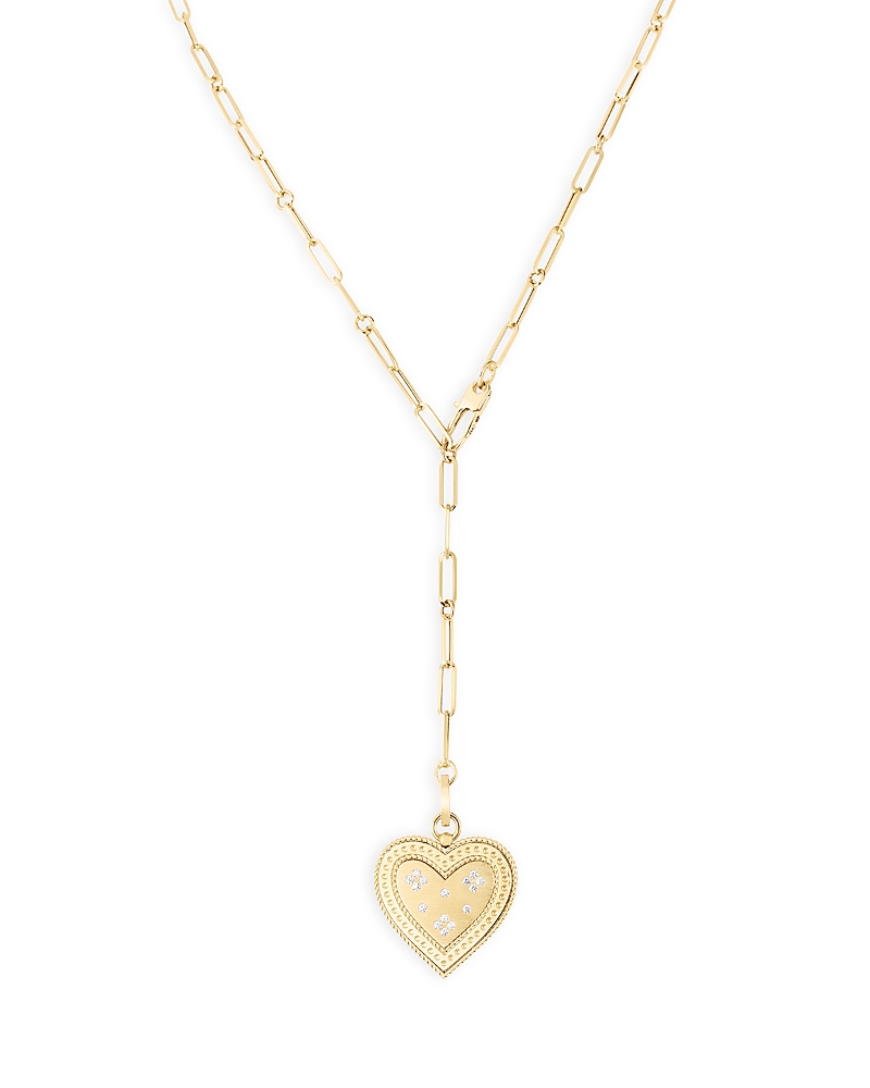 Roberto Coin 18K Yellow Gold Venetian Princess Diamond Heart Lariat Necklace, 19