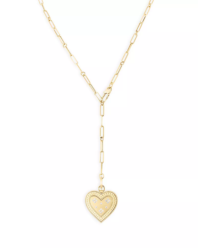 Roberto Coin 18K Yellow Gold Venetian Princess Diamond Heart Lariat Necklace, 19