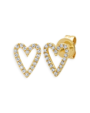 14K Yellow Gold Diamond Heart Stud Earrings - 100% Exclusive