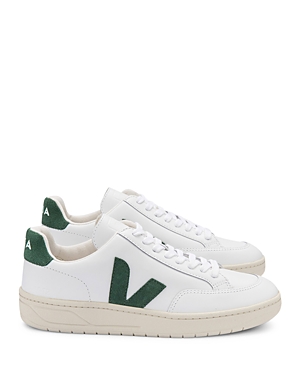 Shop Veja Men's V-12 Low Top Sneakers In White/cyprus