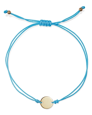 Moon & Meadow 14k Yellow Gold Polished Disc Red Cord Bolo Bracelet - 100% Exclusive In Blue