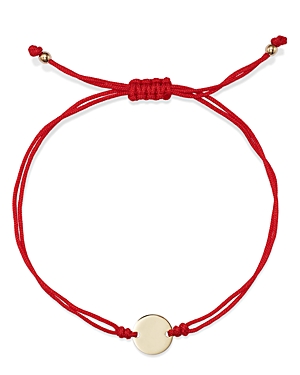 Moon & Meadow 14K Yellow Gold Polished Disc Red Cord Bolo Bracelet - 100% Exclusive
