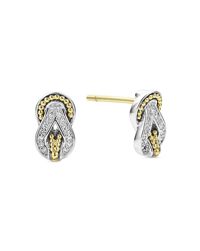 LAGOS - 18K Yellow Gold & Sterling Silver Newport Diamond Knot Stud Earrings